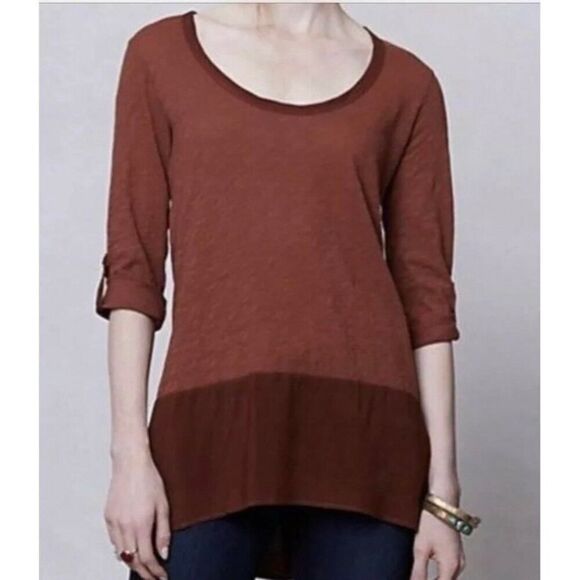 Anthropologie Tops - NWT Left of Center x Anthropologie Brown Button Back‎ Tunic Top Size XS